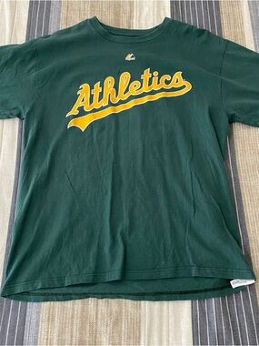 Majestic Dark Green Tee with Red & Blue Logo